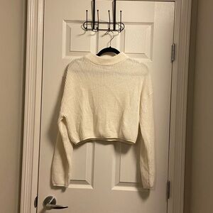 H&M cropped white knit sweater